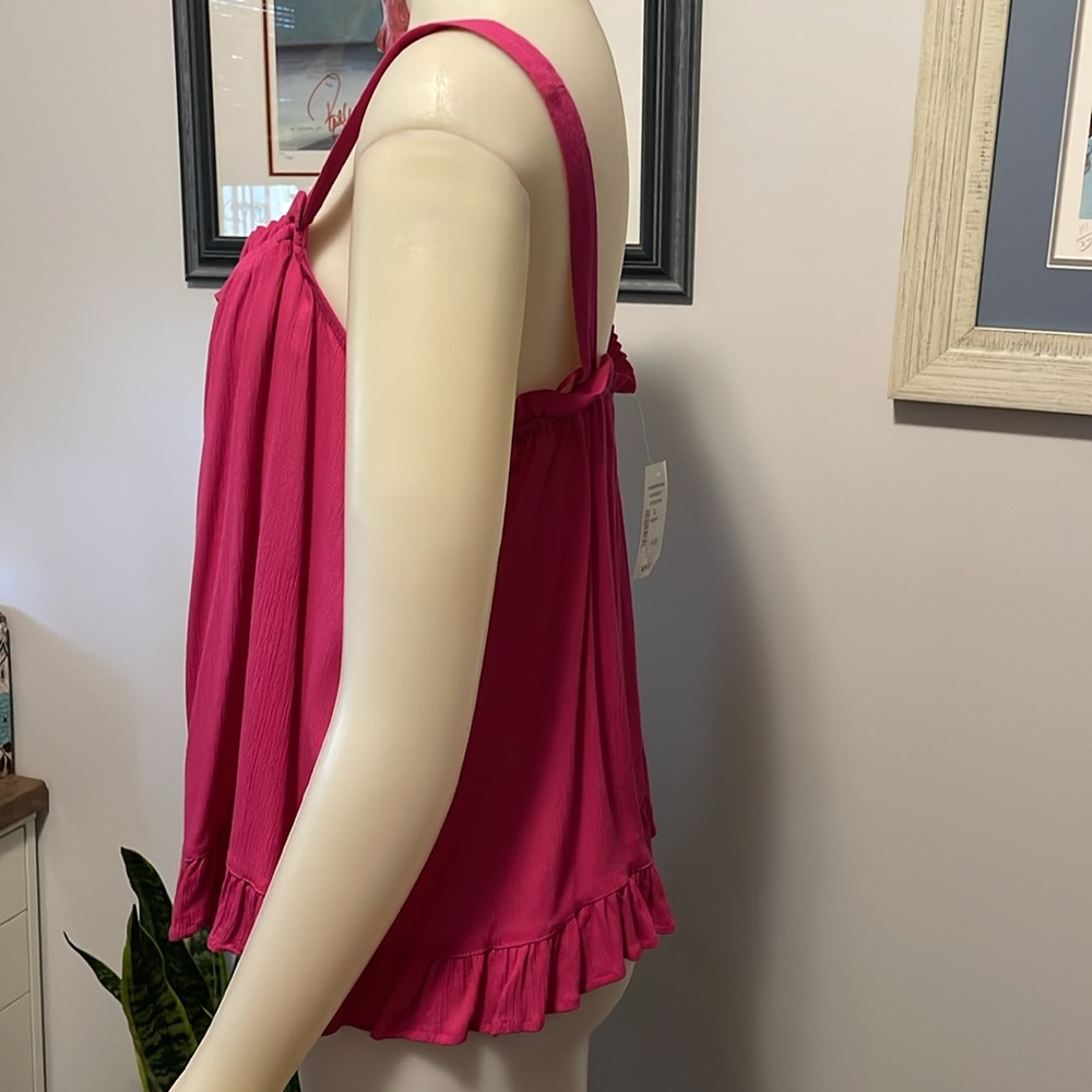 Cleo Fuchsia Ruffle Tank Top - Picture 2 of 3